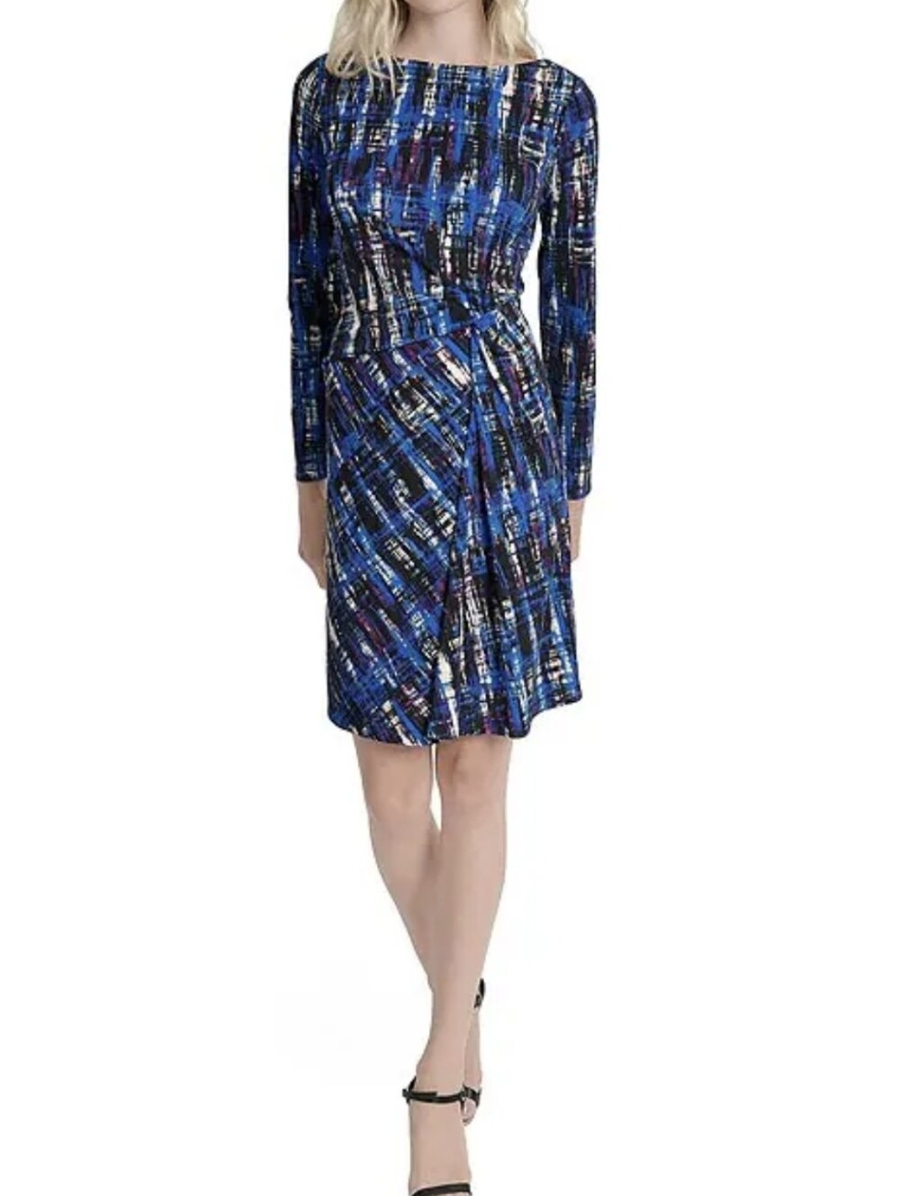 DKNY by Donna Karan Jersey Long Sleeve Front Knot Sheath Dress, size 10P